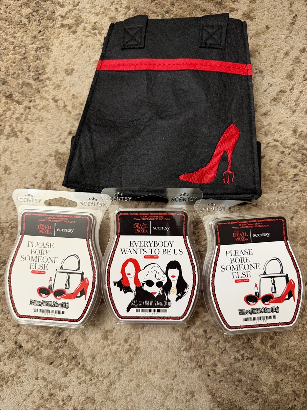 Scentsy Black and Red Devil Prada Wax Bar Bundle